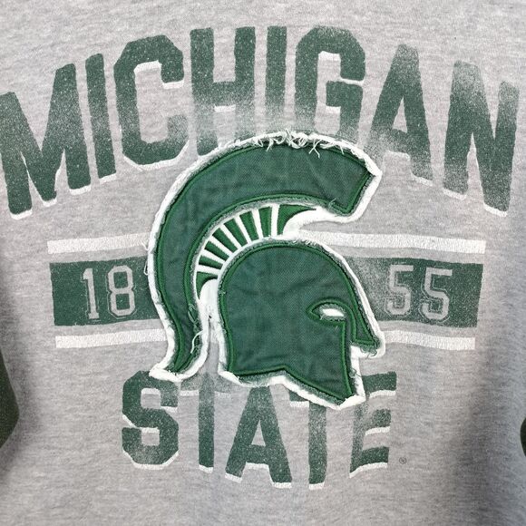 Michigan State Spartans Hoodie Sweatshirt Mens M Green Gray Ouray Spellout VTG - Picture 4 of 15
